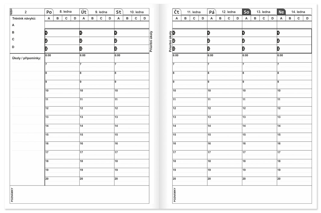 vnitřky diářů D2