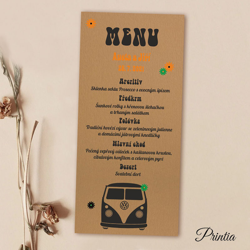 Svadobné menu retro Van