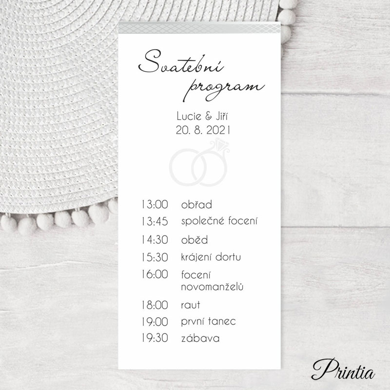 Wedding timeline with pearly embossing