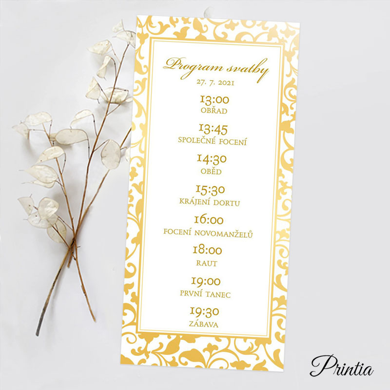 Wedding timeline golden ornament