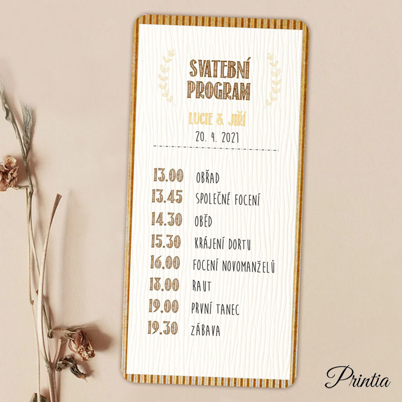 Wedding timeline with wooden structure