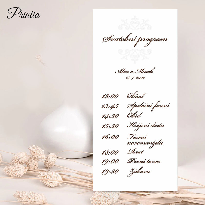 Wedding timeline with embossed ornament