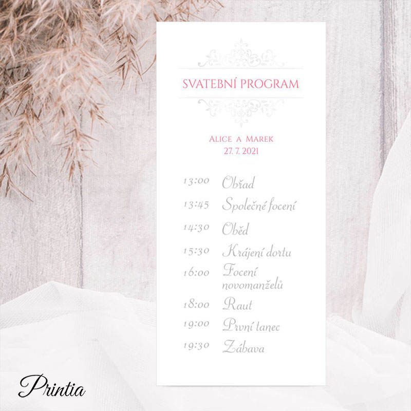 Wedding timeline with pearly ornament