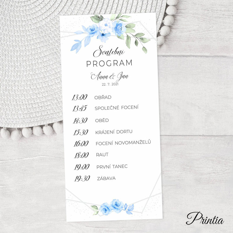 Blue flowers wedding timeline