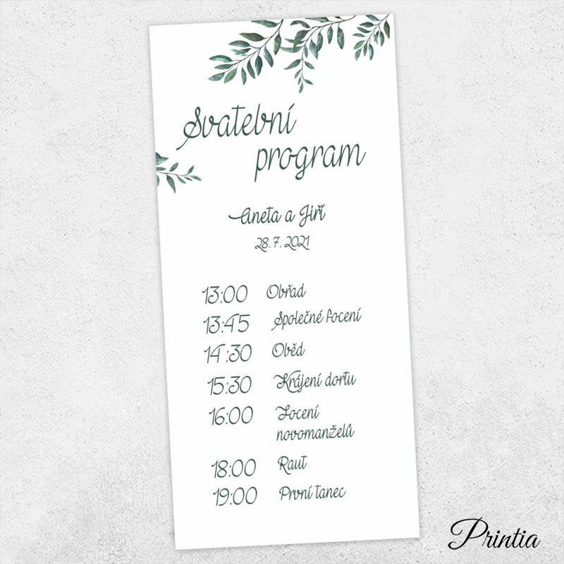 Svatební program s větvičkou