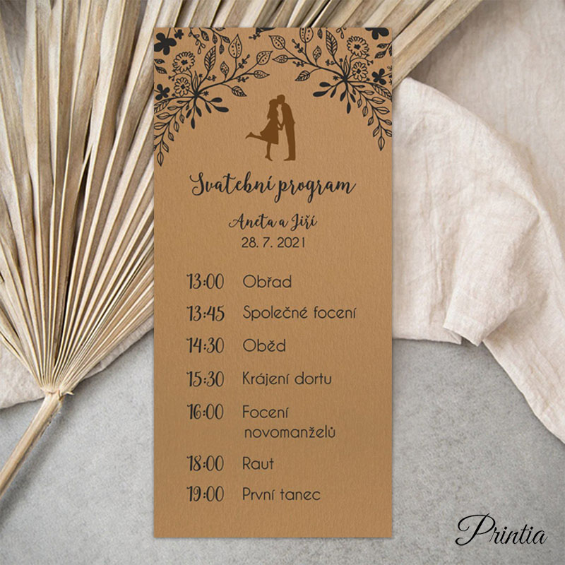 Wedding timeline with silhouette of couple