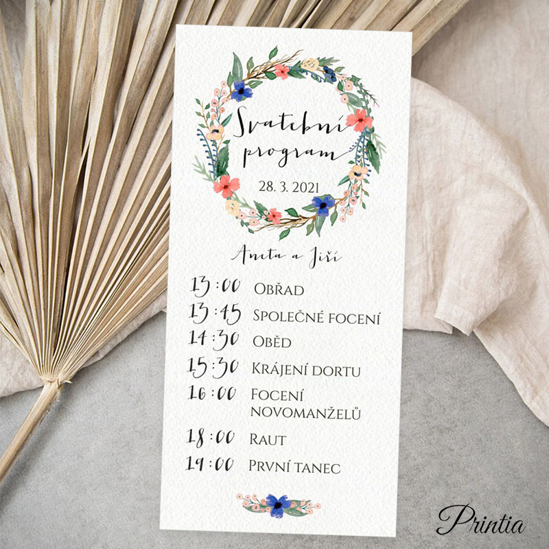 Wedding timeline wreath of flowers