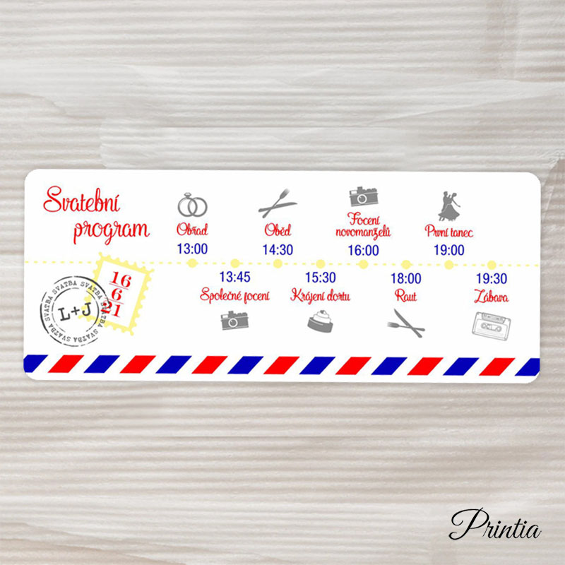 Ticket style wedding timeline