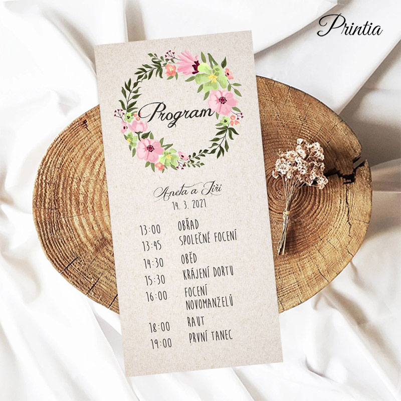 Wedding timeline on natural paper