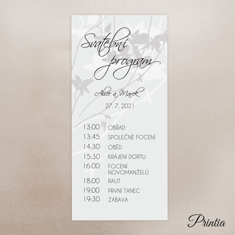 Wedding timeline with stylized flowers