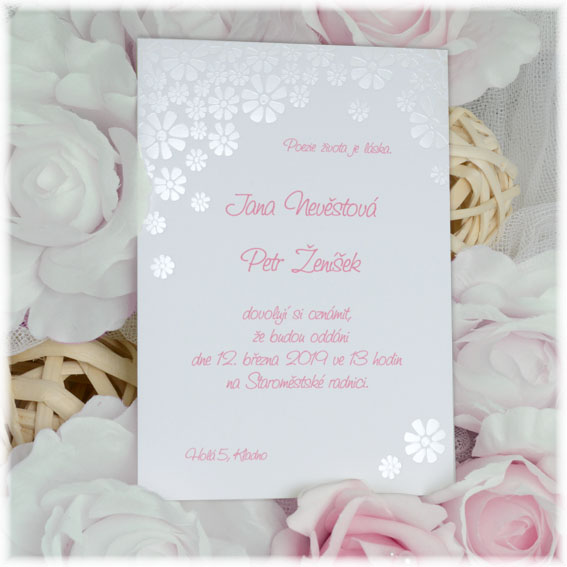 Cheap Embossed Flower Wedding Invitation