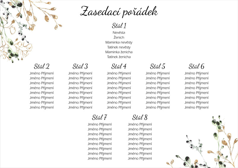 Seating chart with twigs