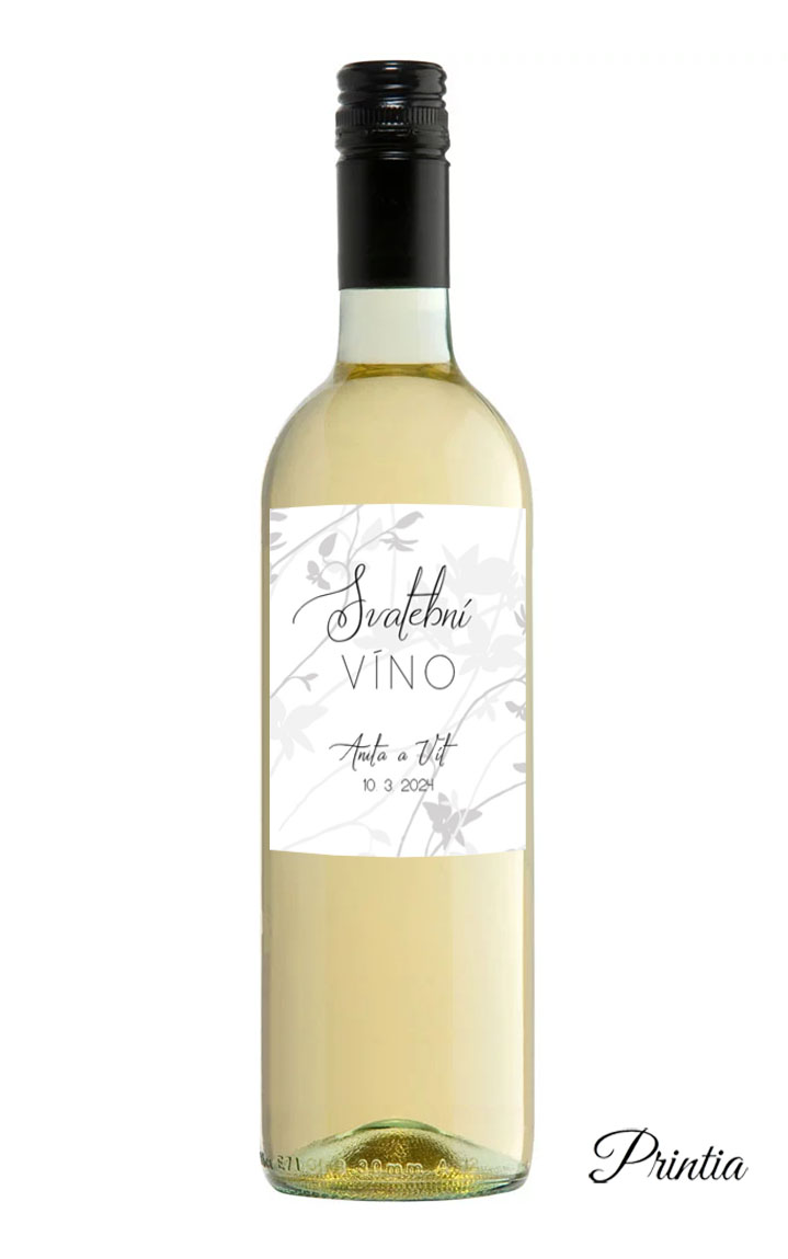 Wedding wine label with floral motif