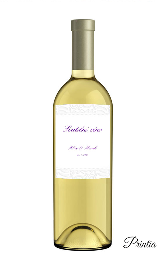 Pearly wedding wine label