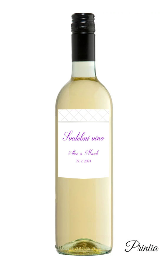 Etiketa na svadobné víno s ornamentom