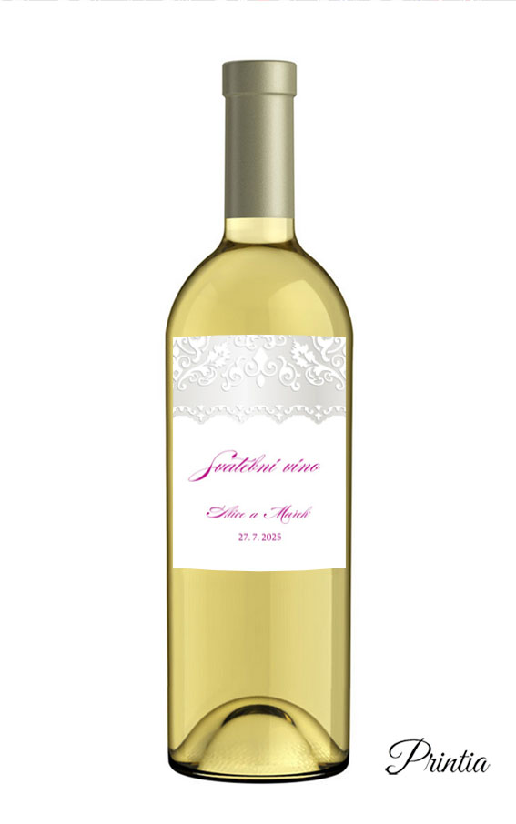 Pearly wedding wine label