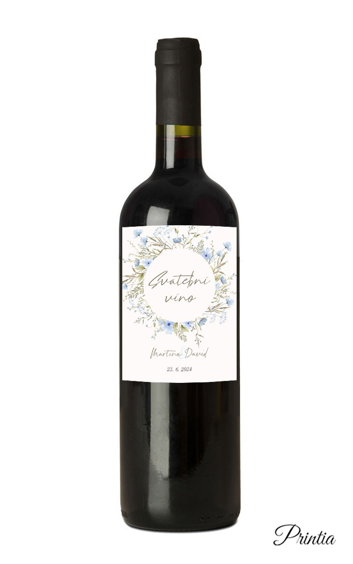 Wedding wine label with meadow flower