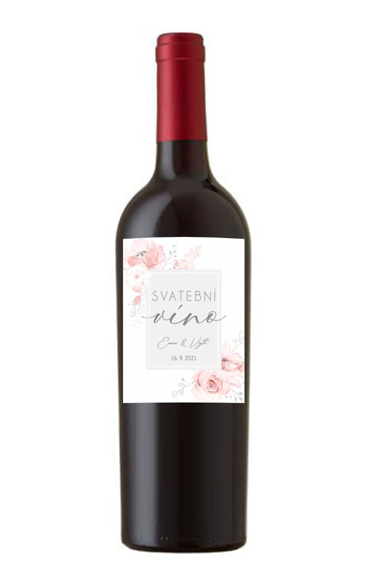 Wedding wine label with flowers