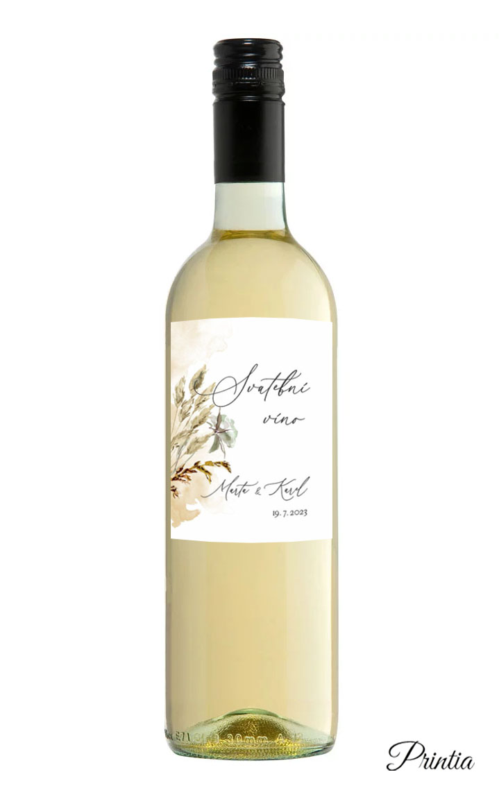 Floral wedding wine label