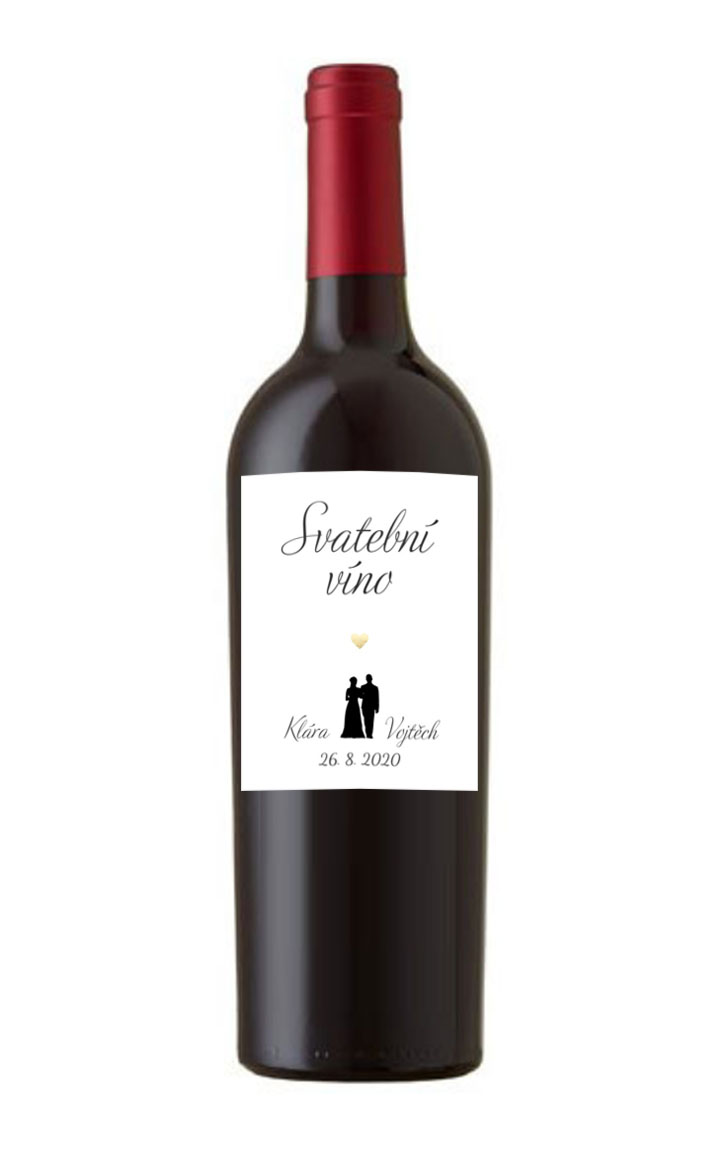 Wedding wine label with golden heart