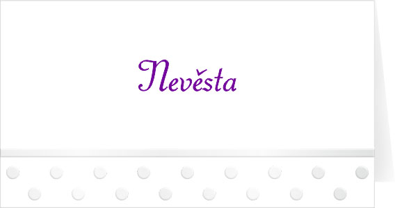 Wedding name cards with pearly polka dots
