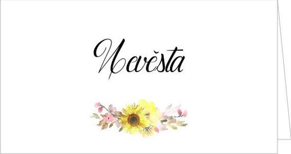 Wedding name cards with sunflower
