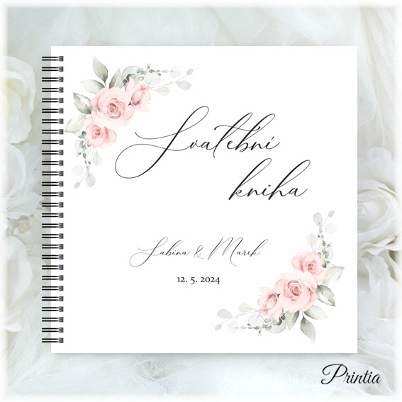 Wedding book with pink flowers