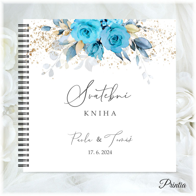 Wedding book with turquoise flowers