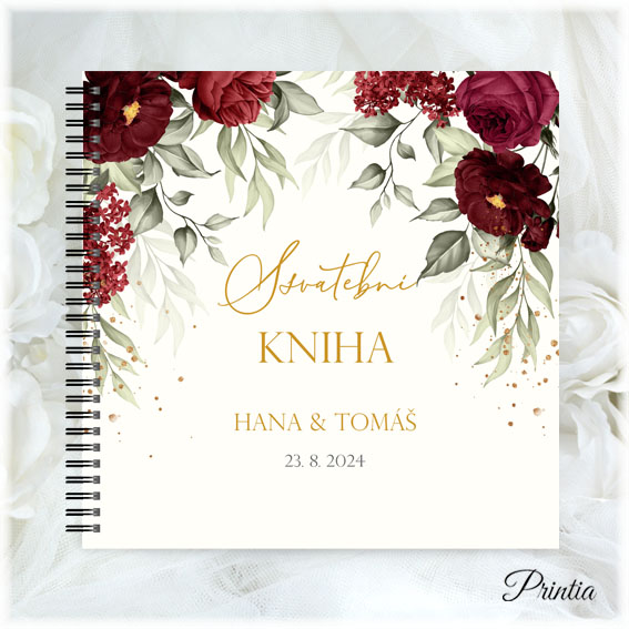 Wedding book with red flowers