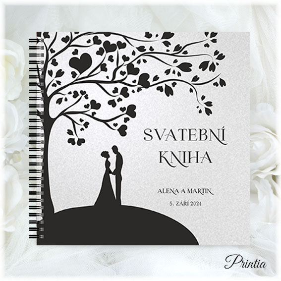 Wedding book with a couple under a tree