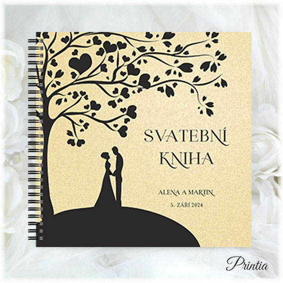 Wedding book with a couple under a tree