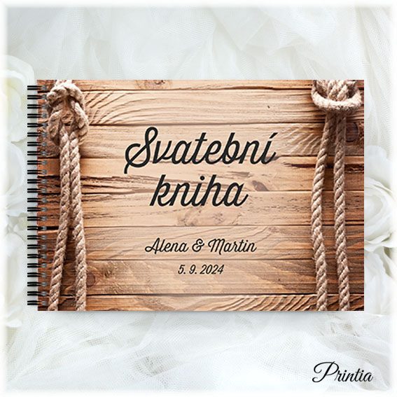 Wedding book with wooden background