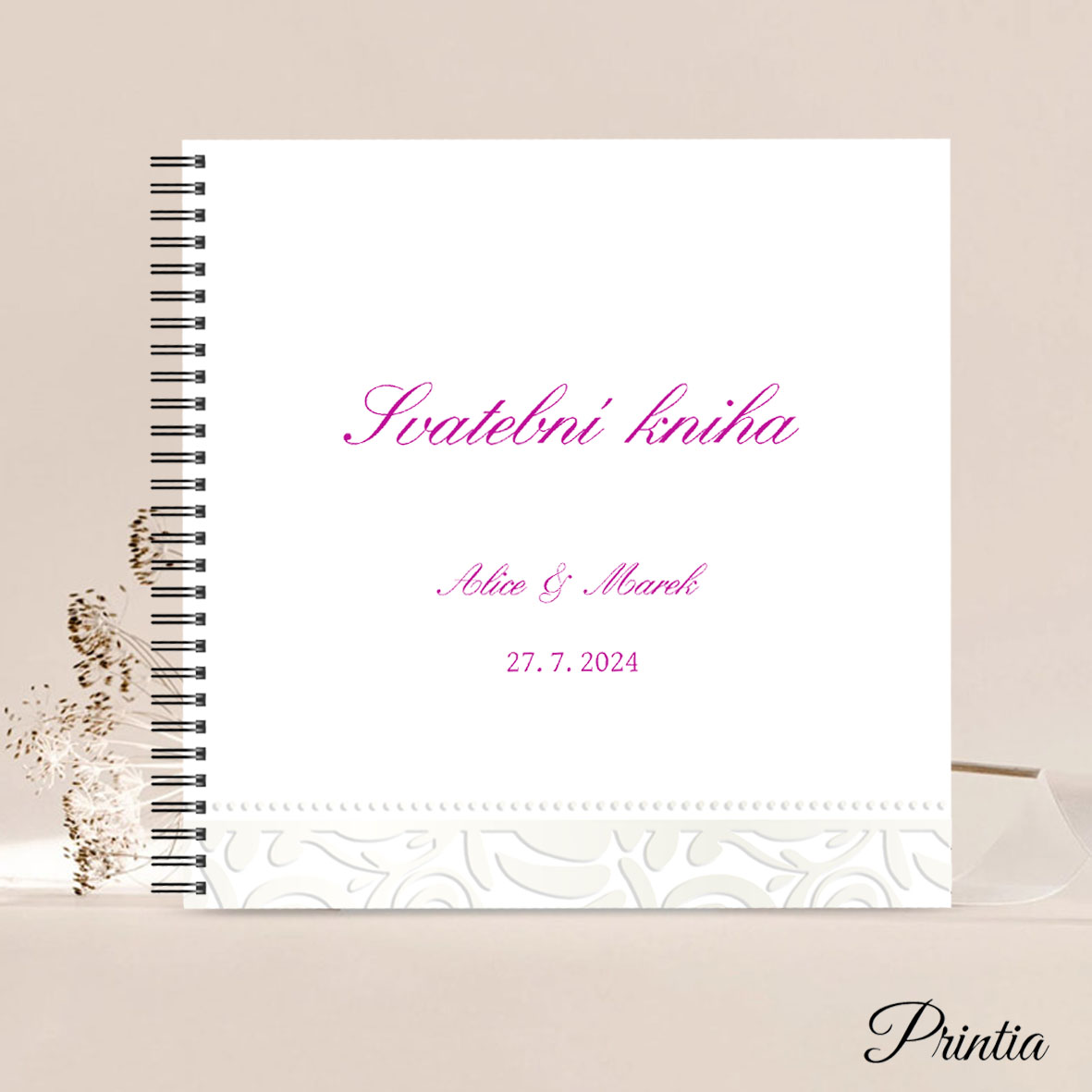 Wedding book with pearl debossing