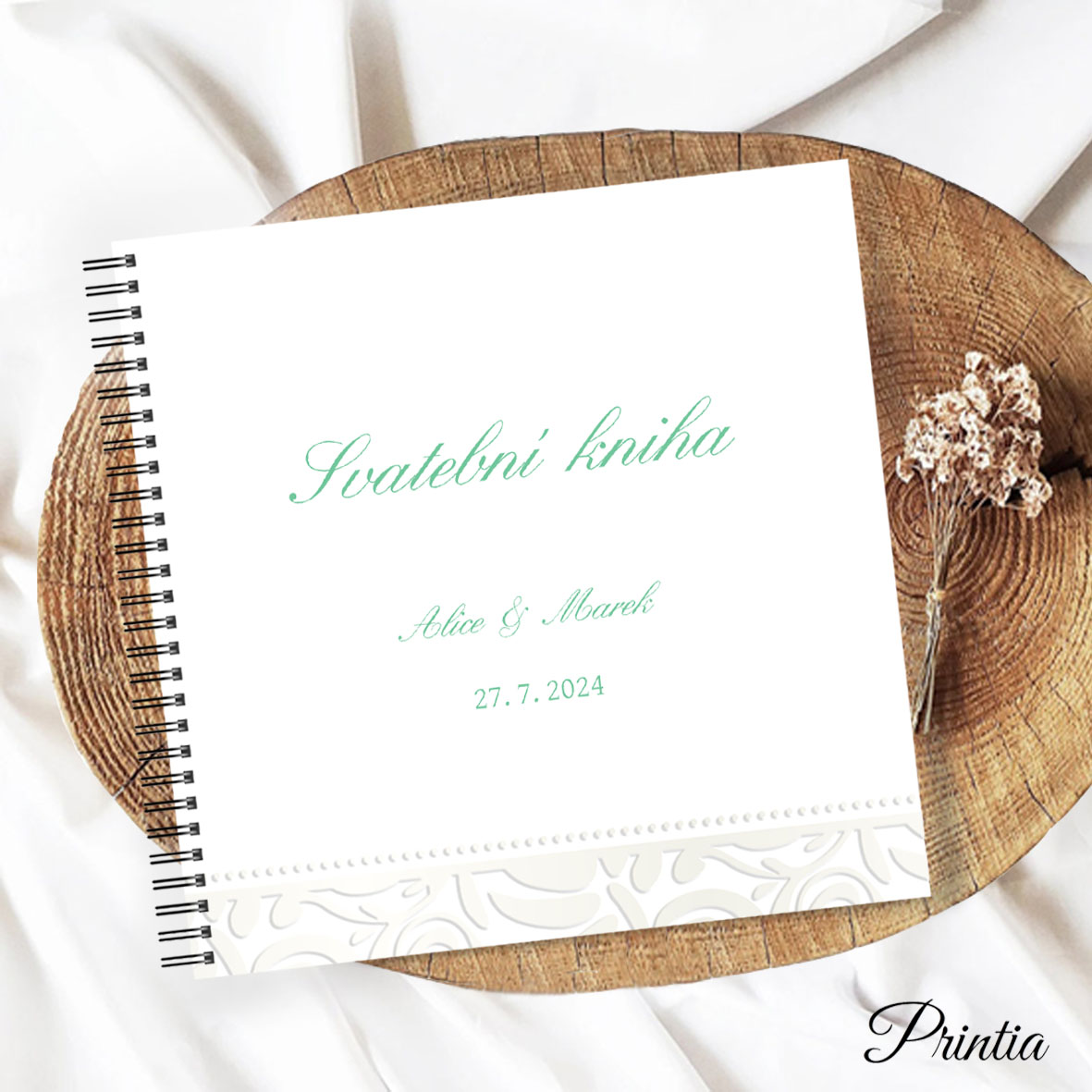 Wedding book with pearl debossing