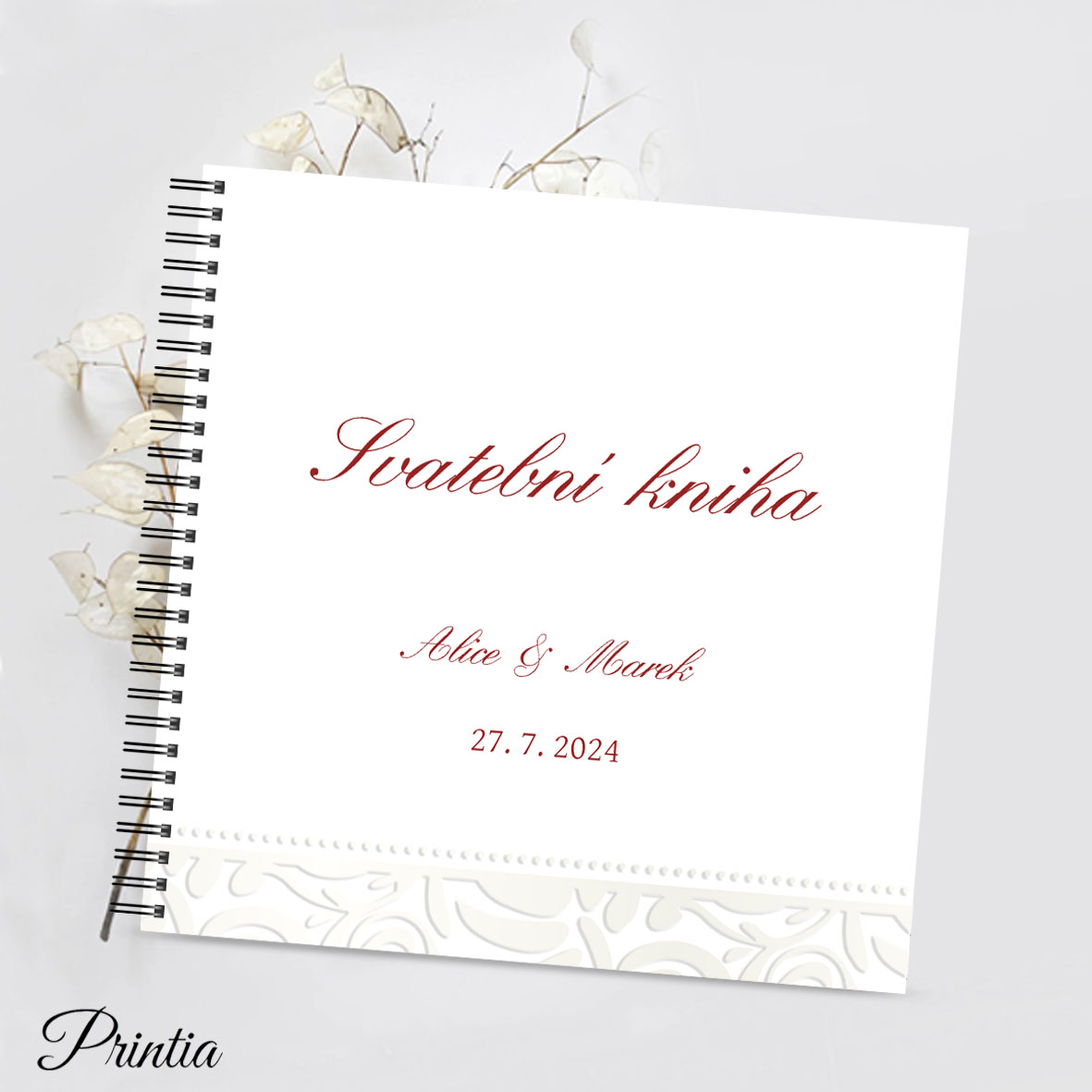 Wedding book with pearl debossing