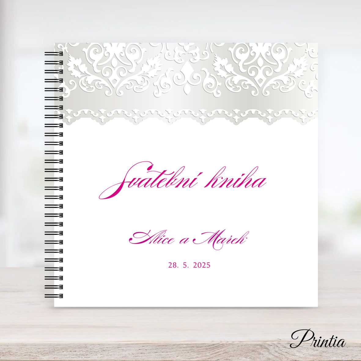 Wedding book with shiny pearly ornament
