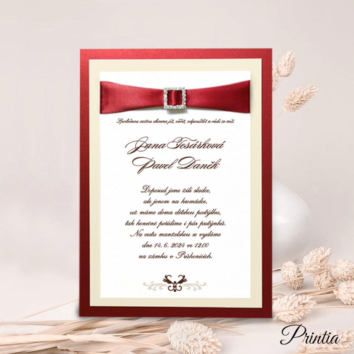 Wedding Invitations red claret