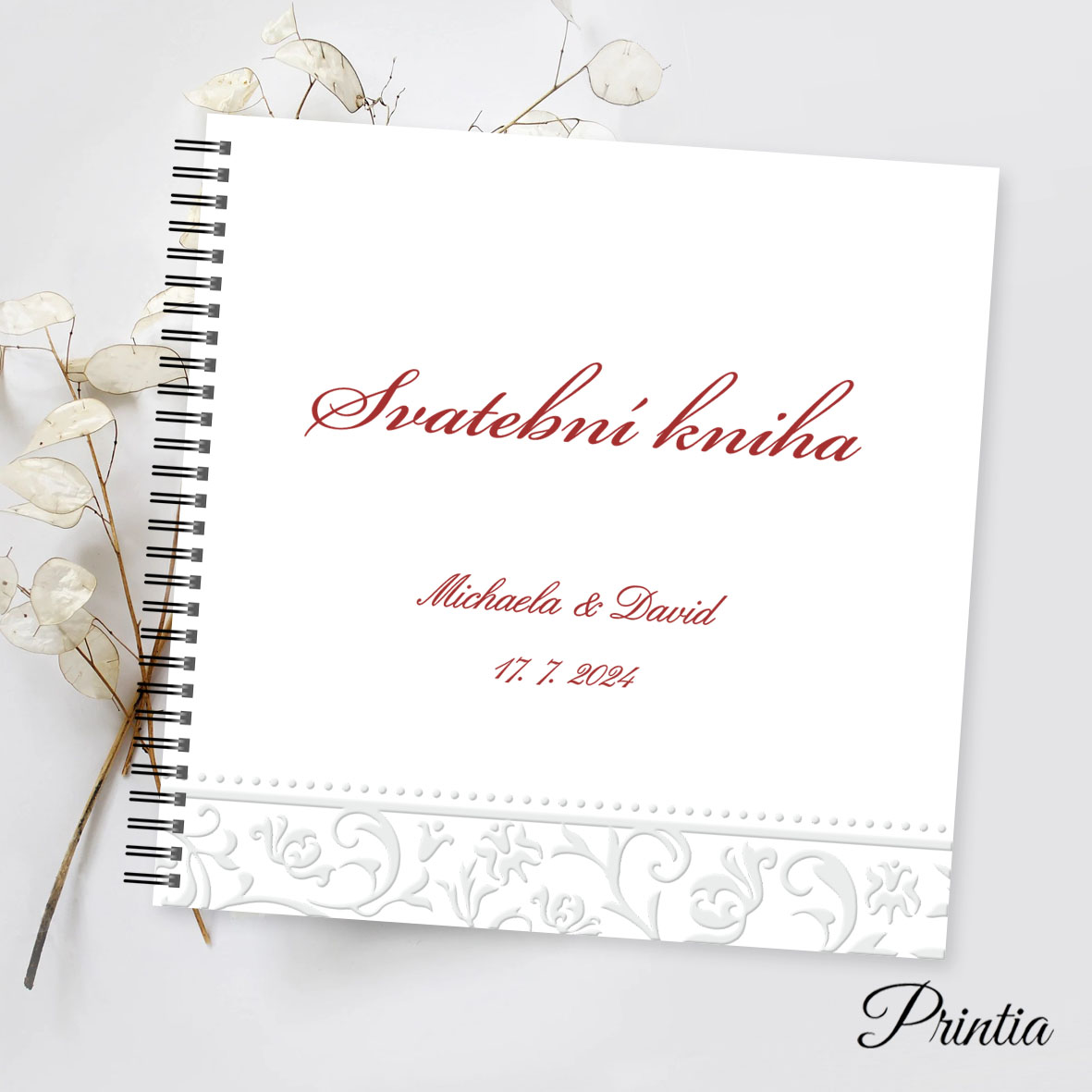 Wedding book with pearl ornament