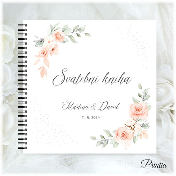 Wedding book with apricot flowers