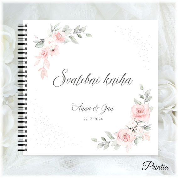 Wedding book with pink flowers