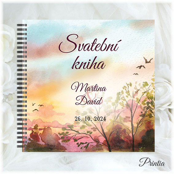 Wedding book with autumn landscape