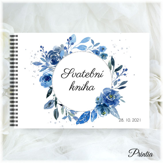Wedding book with blue flowers 