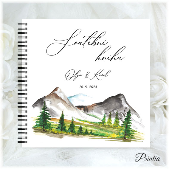 Wedding book with mountains