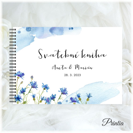 Wedding book with cornflowers 