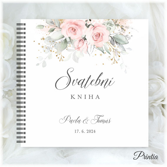 Wedding book with watercolor flowers