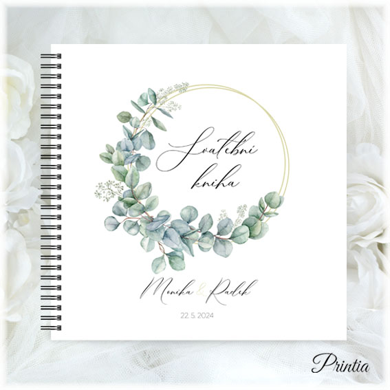 Wedding book with eucalyptus circle