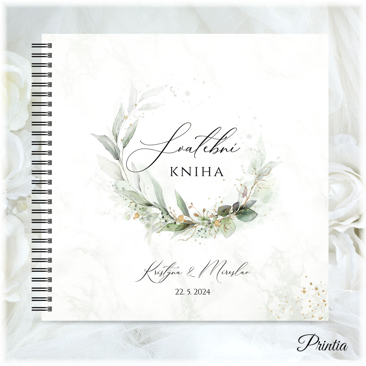 Wedding book with floral wreath