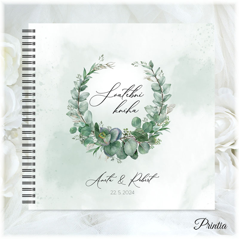 Wedding book with eucalyptus wreath