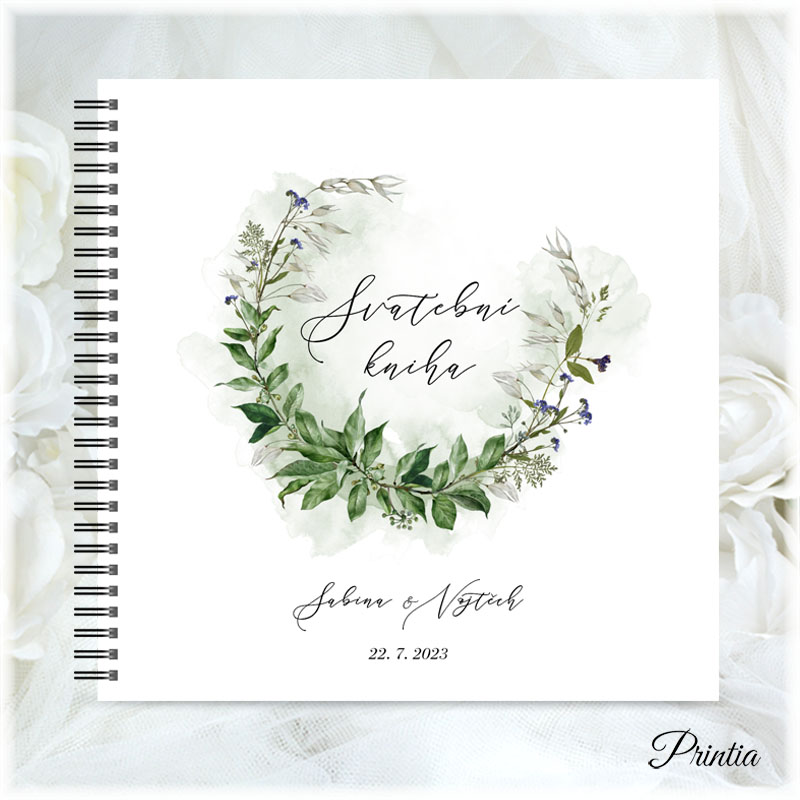 Wedding book with floral wreath