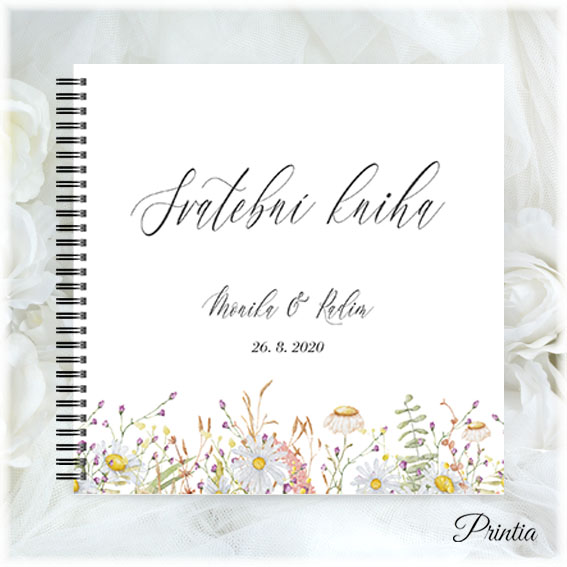 Wedding book with meadow flowers
